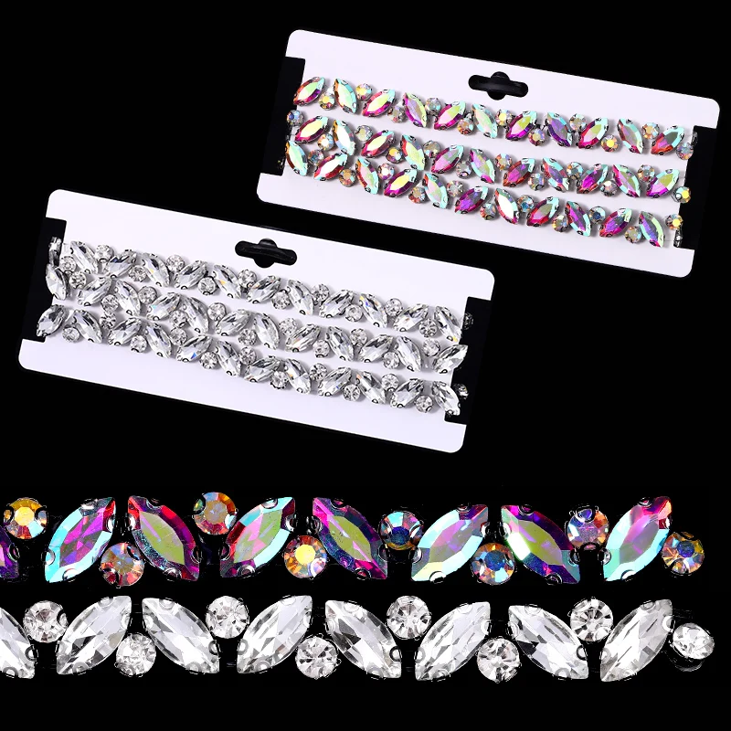 

Ducrystal 90CM/Yard Hot Fix Motif Rhinestone Ribbon Glass Crystal Rhinestone Trim Chain for DIY Shoes, bags, Dresses Decoration