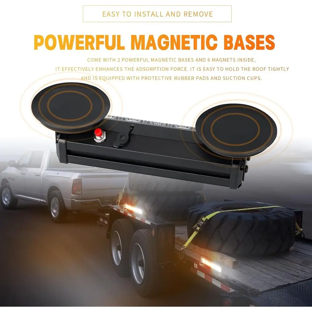 Wireless LED Strobe Light Bar, Rechargeable Safety Beacon for Cars and Trucks, Portable Emergency Warning Lights (2-Pack, 2x8 in