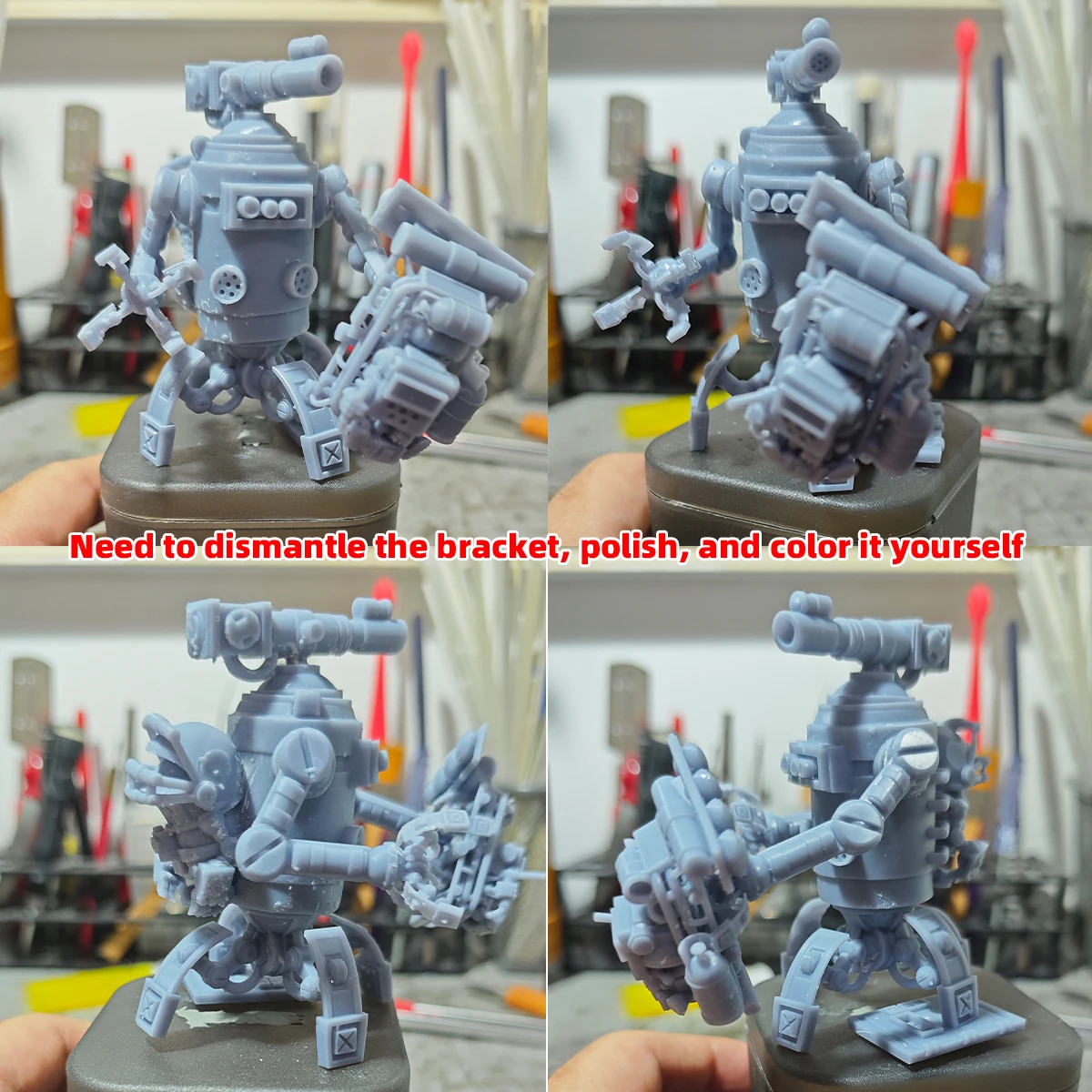 Q-Version Modellbausatz 3D-Harz Miniatur-Soldatenfiguren Diorama Unbemalte Sci-Fi-Cartoon-Pilotierte Mecha-Drohne DIY – Detail 3