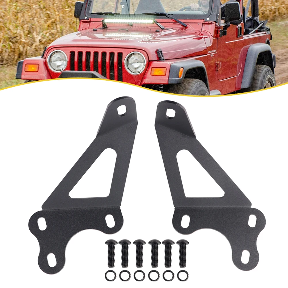 22Inch LED Light Bar Mounting Bracket for 1997-2006 Jeep Wrangler TJ Engine Hood Light Brackets Mount Kit