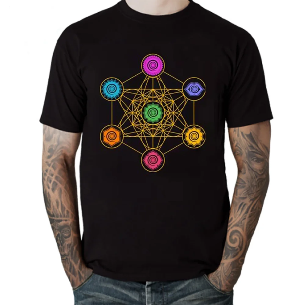 2022 Brand T-shirt Men Mandala T Shirts Flower Of Life Sacred Geometry Tops Tees Cotton Graphic Tshirt Star Cluster Chic Clothes