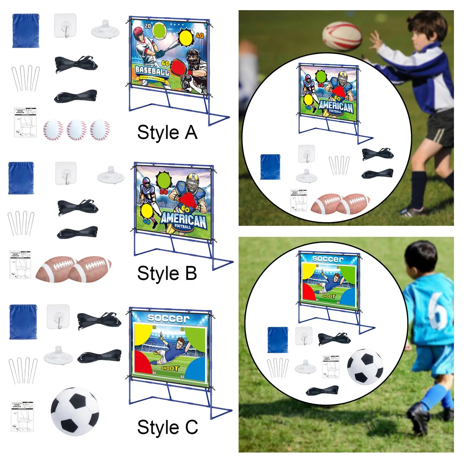 Football Toss Game Set Sports Toys with Storage Pouch Portable Accessories with