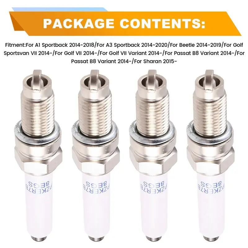 For VW Beetle Golf Passat Sharan A1 A3 Seat Skoda 2014-2020 4Pcs Car Spark Plugs Set(0241145523 04E905601B 04E905602)