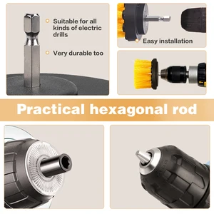 3 pçs conjunto de fixação escova broca escova purificador energia com broca esfrega escova para limpeza chuveiros banheiras banheiro telha grout tapete 8 principais vendas espanador escova - №7