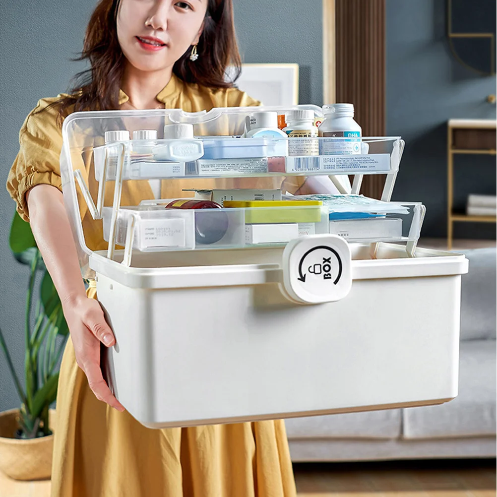 1 قطعة صندوق الطوارئ سعة كبيرة الطب حالة الإسعافات الأولية متعددة الوظائف الطبية المنظم تصميم غطاء شفاف #1