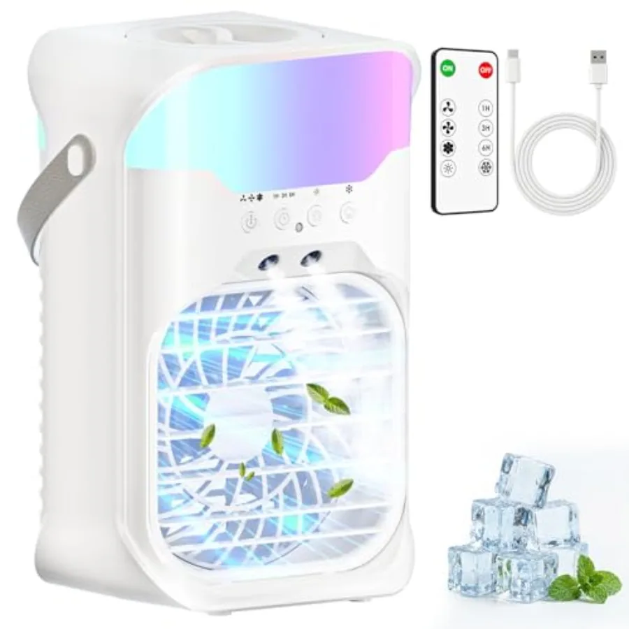 

Portable Air Conditioners, Air Conditioner, Dual Nozzle AC Unit with Remote Control, 1600ML Tank, 3 Speeds, Timer and 70° Adjus