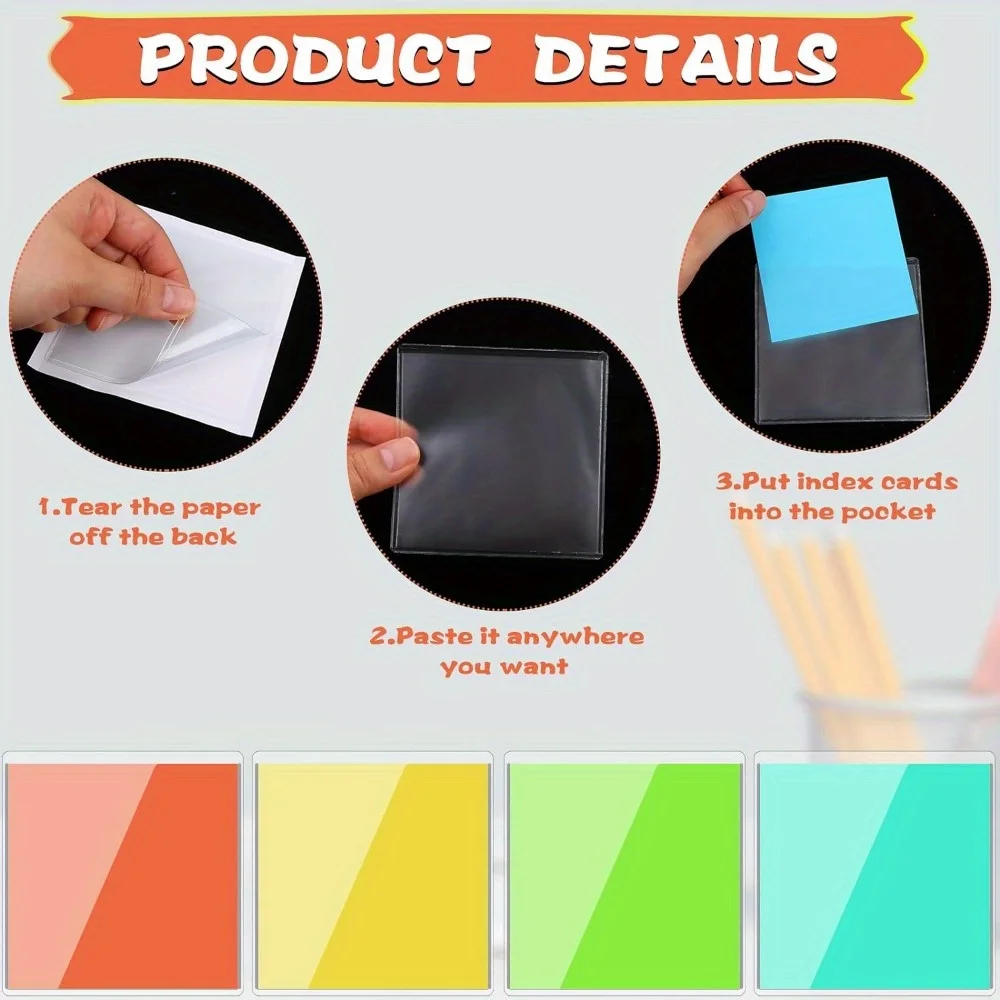 2pcs Self-Plastic Adhesive Clear Card Holder Windshield Parking Permit Transparent Card Bag Plastic Card Cover Pocket