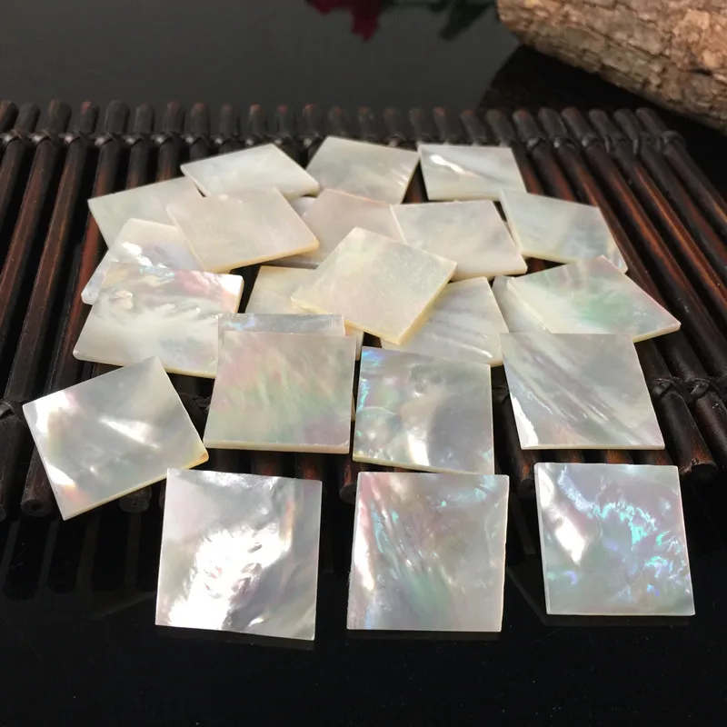 20PCS/Lot 25*25*1.9-2mm Natural White Shell Square Sheet For DIY Jewelry