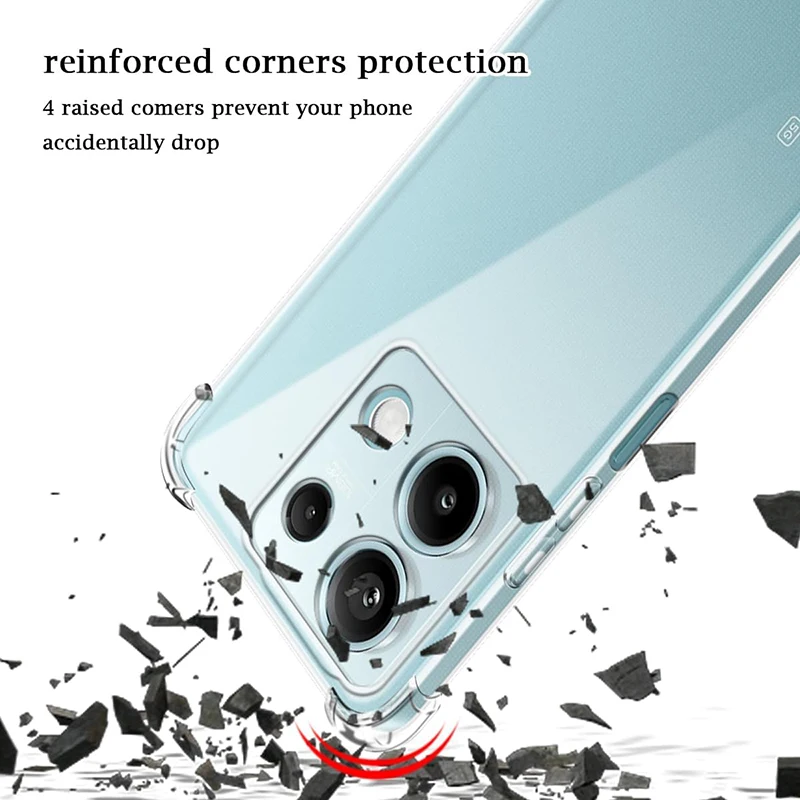 Shockproof Silicone Case For Xiaomi Redmi Note 13 12 11 12S 11S 10S 9S 10 9 8 7 Pro Plus Pro+ 4G 5G Clear Soft Ultra Thin Shell