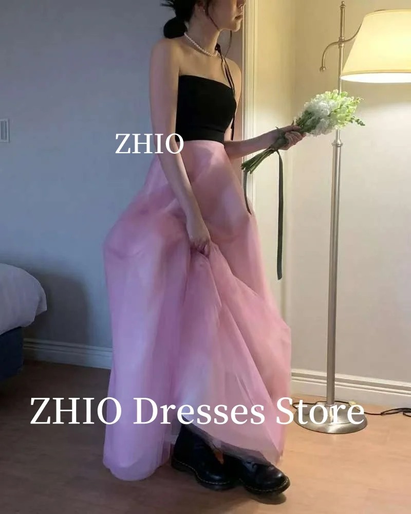 

ZHIO Свадебные платья контрастного цвета Розовый Черный Трапеция длиной до пола Корейская фотосессия Свадебные платья Корсет Элегантный индивидуальный заказ