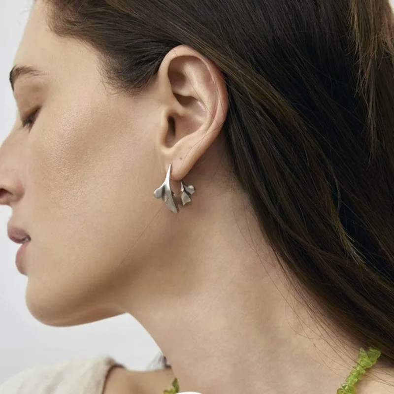 

New Irregular Abstract Stud Earrings Light Luxury High-end Women's Earrings Simple and Versatile Niche Temperament Earrings