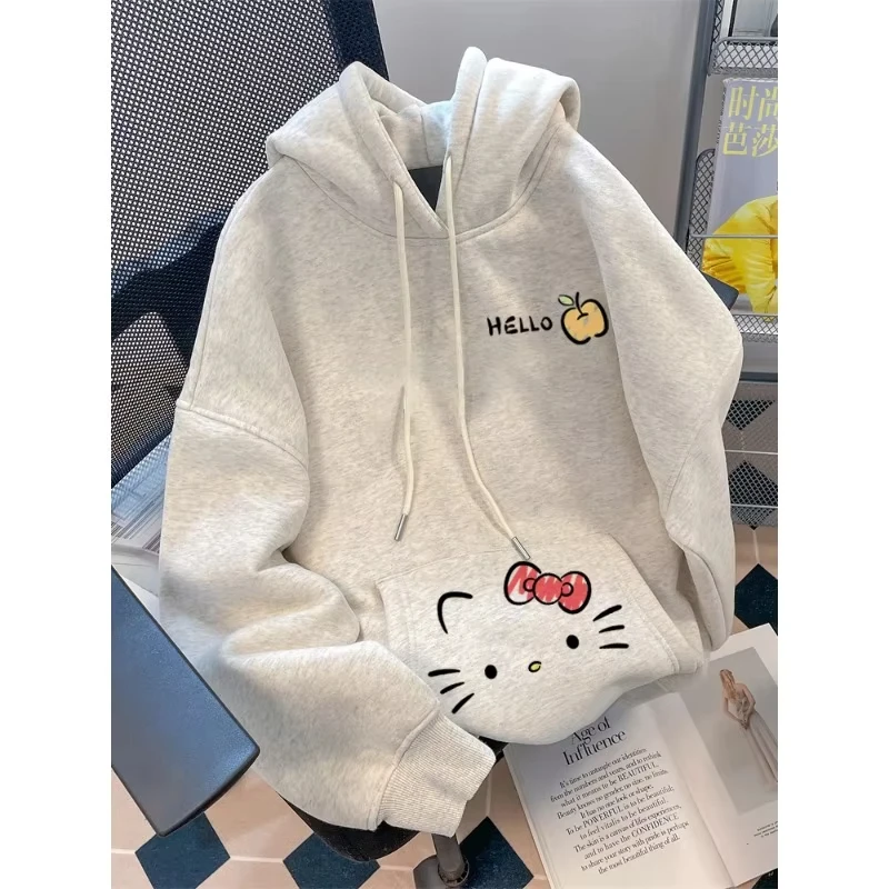 

Женские толстовки, осенне-зимняя одежда, аниме «Hello Kitty», дизайн, графика, выпускной наряд с капюшоном, Y2K, хлопковые топы большого размера для девочек