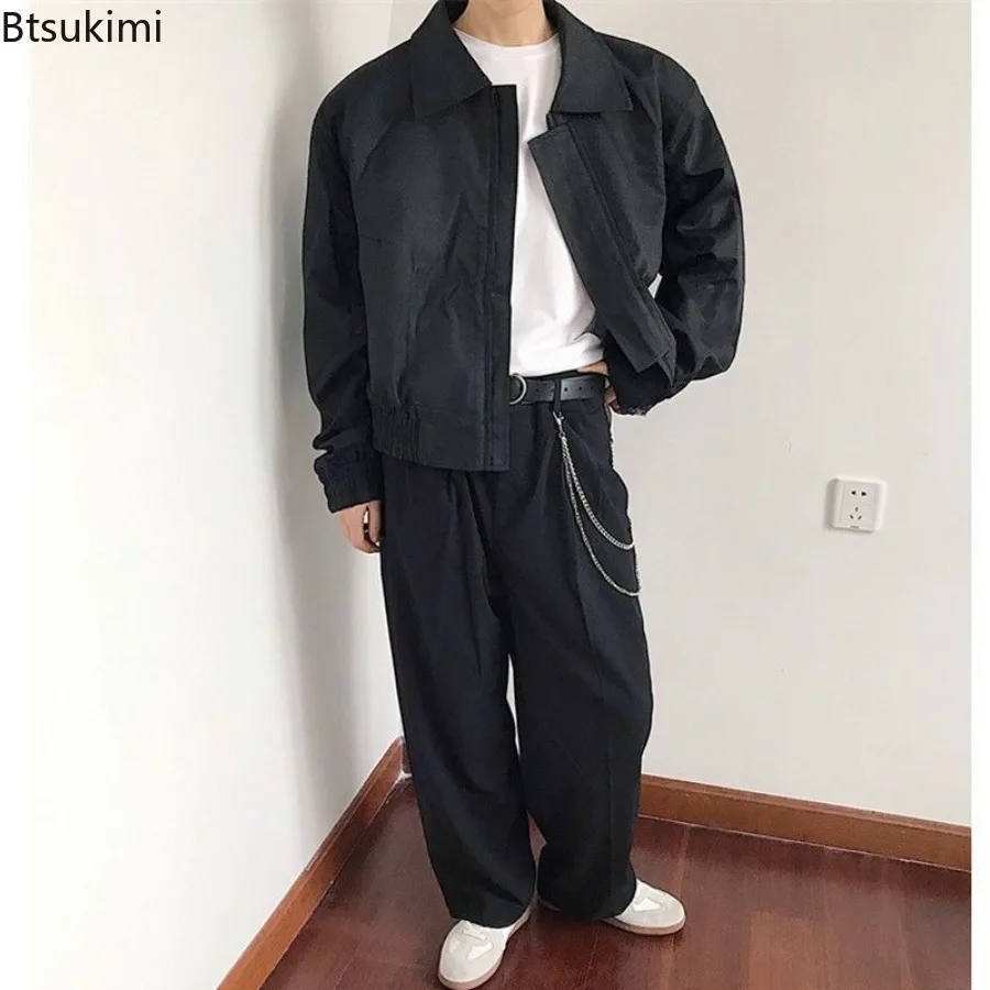New 2025 Men's High Street Casual Coats Spring Autumn Luxury Sense Senior Vintage Shoulder-Padded Short Bomber Jackets for Men