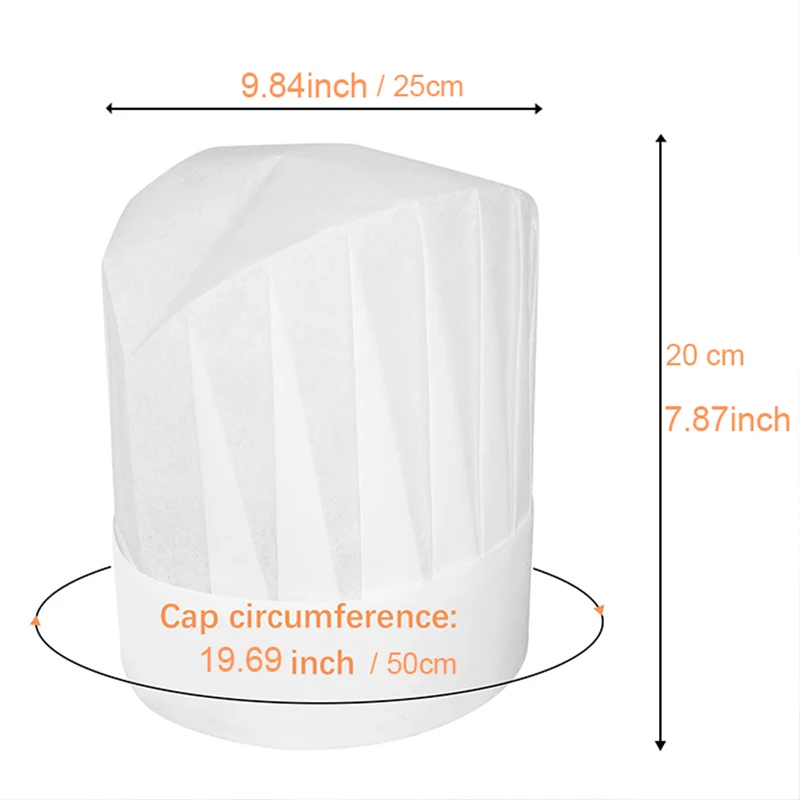 子供用シェフハット20個パック、使い捨て不織布シェフハット、ベーキング、料理、アクティビティ、ピザパーティー用のDIY子供用シェフキャップ