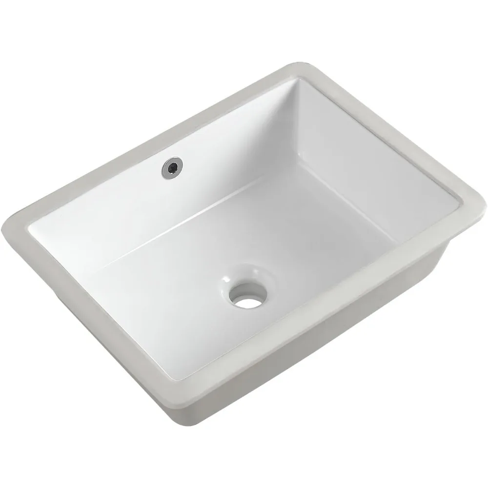 

Small 18 Inch White Undermount Bathroom Sink Rectangle with Overflow