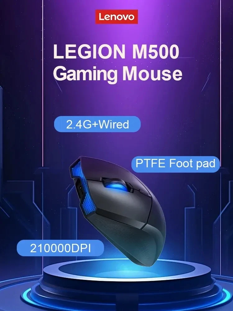 레노버 리전 M500 게이밍 무선 마우스, 듀얼 모드 무선 USB 게이머 무선 10000DPI 7 속도 조절 가능