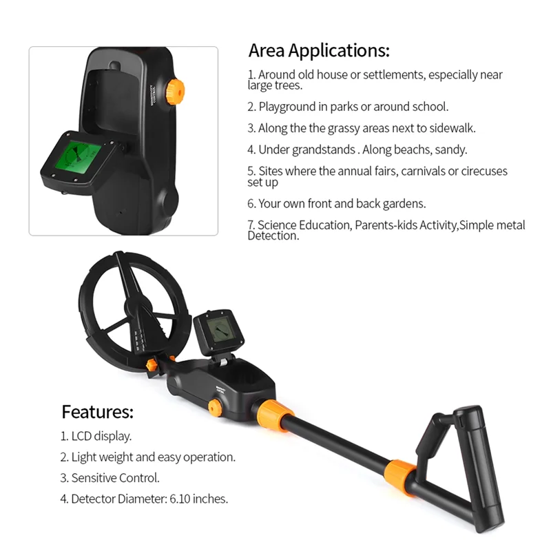 1 Set Underground Metal Detector Gold Detector Treasure Hunter Detecting Pinpointer With Waterproof Search Coil MD1008A-A31R