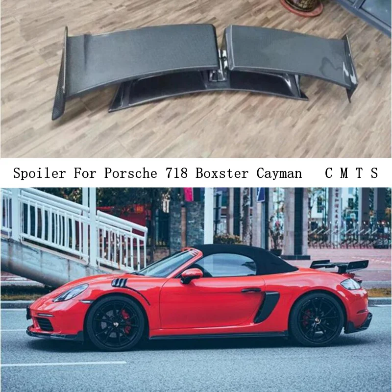 

Real Carbon Fiber Spoiler For Porsche 718 Boxster Cayman 2017 2018 2019 2020 2021 2022 High Quality Wing Lip C M T S Spoilers