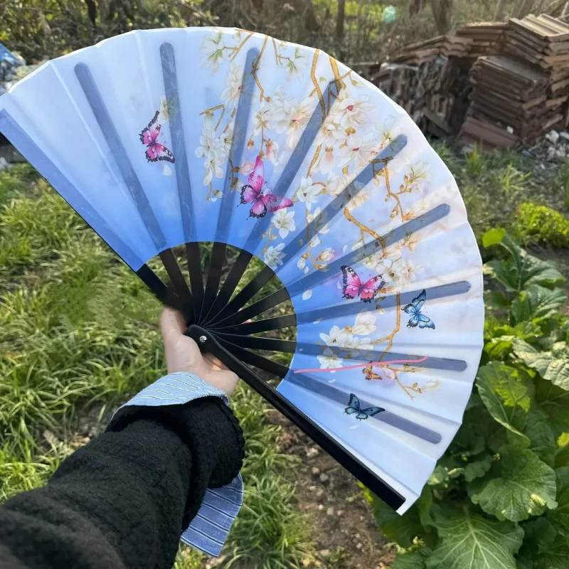 Chinese Style Tai Chi Kung Fu Fan Performance Dance Props Girl Hanfu Qipao Fans Photography Props Morning Exercise Sound Fans