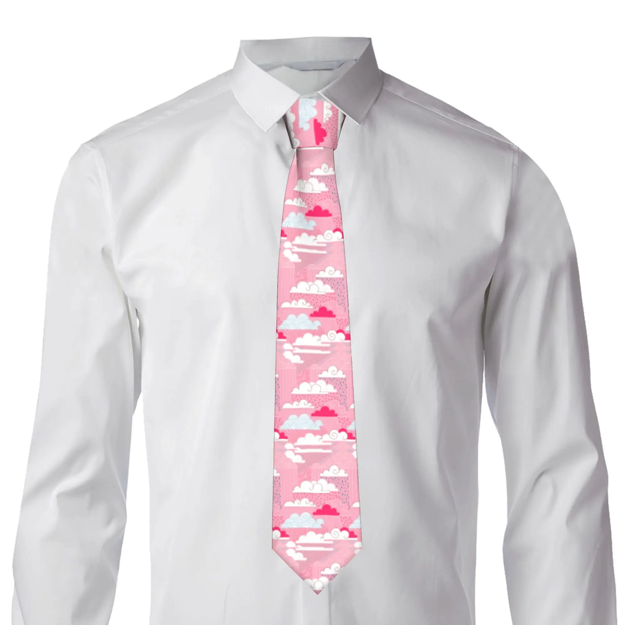 Classic Barbiecore Skies Art Deco Cloud Ties for Business Men  Neckties