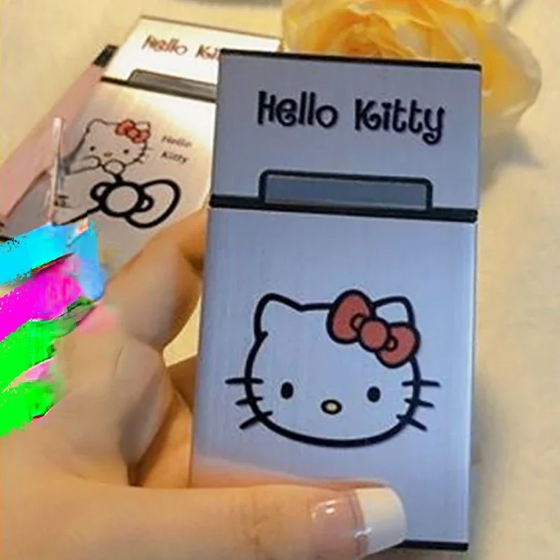 Hello Kitty sigarette da fumo portasigarette in alluminio donne carine copertura per tabacco portasigari tasca contenitore nuovo regalo