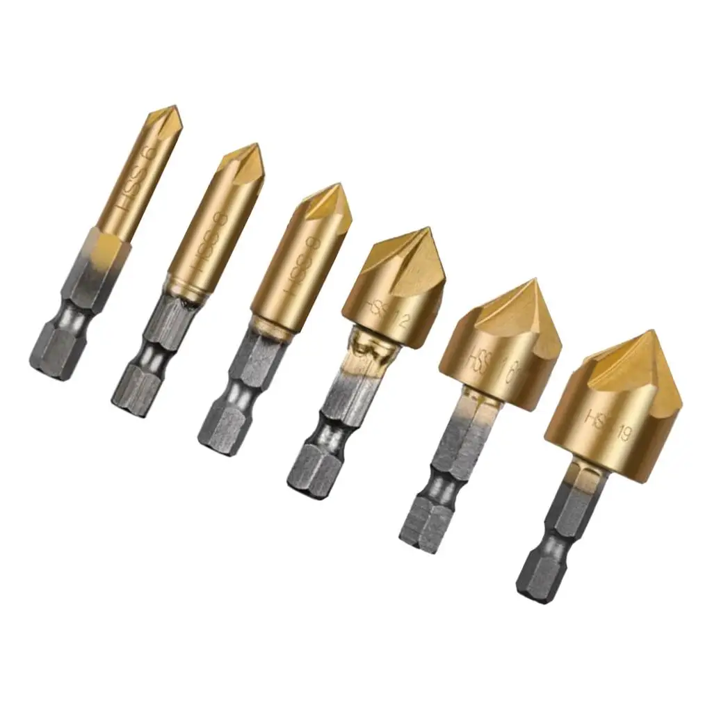 6ชิ้น6,8หกเหลี่ยม, 9,12,16,19มิลลิเมตร Countersink Power Mata Bor BORE set ทนทาน