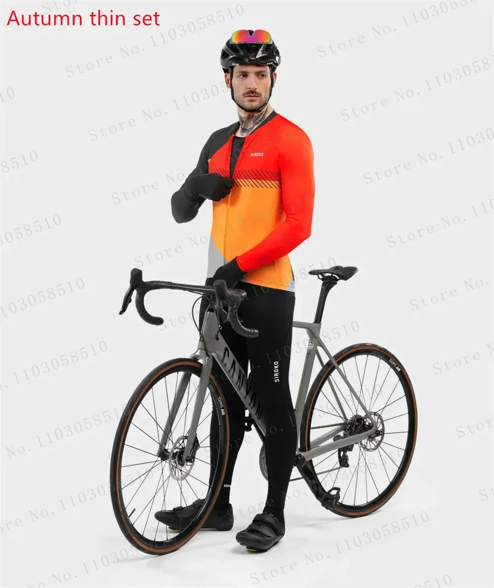 

SIROKO Team Spring Long Cycling Jersey Sets Breathable Long Sleeve Spring New Men's MTB Bicycle Clothing Suits Roupa Ciclismo