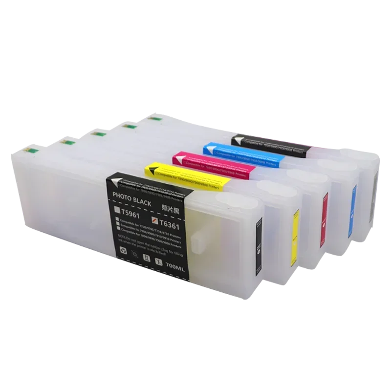 T6361-T6369 T636A T636B for Epson 9908 refillable ink cartridge 7910 9910 7908 7890 9890 9900 7710 9710 7700 9700 one time chip