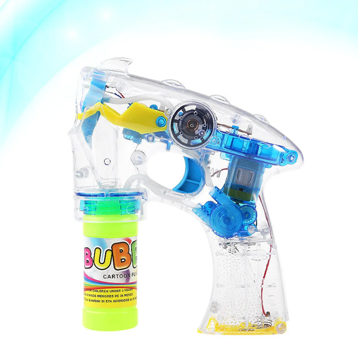 Wand With Light Music Automatic Outdoor Electric Bubble Wands For Kids Party 2 Bubble Liquids Yellow