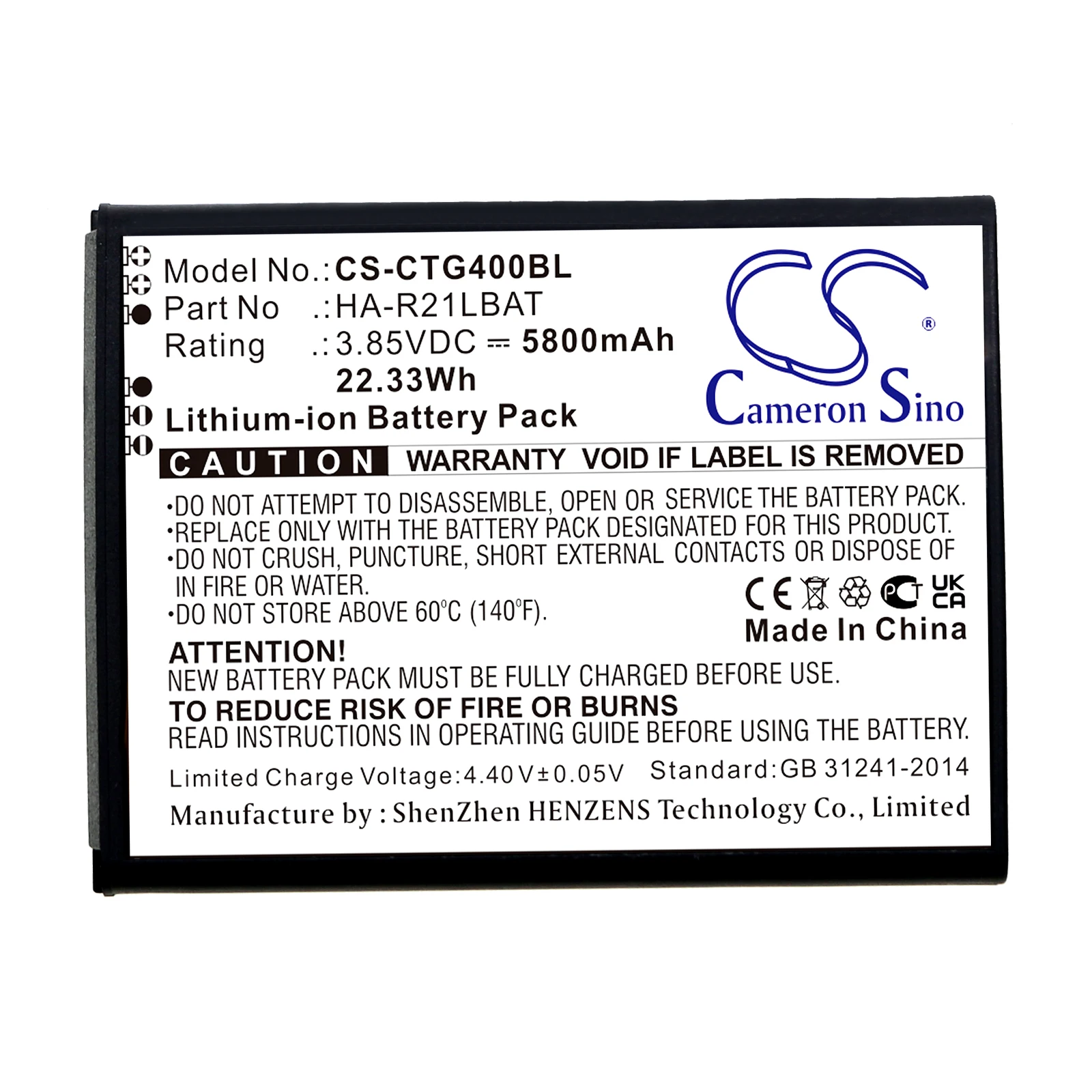 Battery for Casio IT-G400 PN:HA-R21LBAT (5800mAh) 3.85V