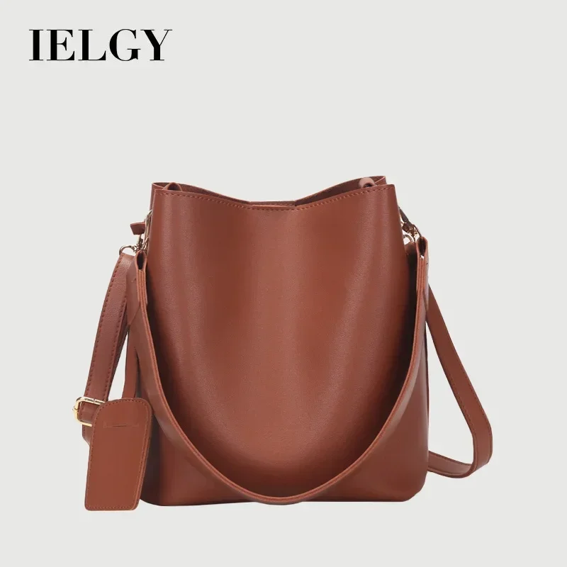 IELGY Shoulder Bag Bucket shape Crossbody bag for women fashion capacity: can put case iPhone 12 pro max