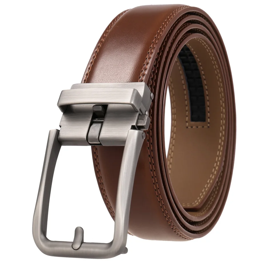 Plyesxale Real Leather Belts For Men Mens Belts Luxury Ratchet Dress Belt With Automatic Buckle Retro Waist Strap Male B1094