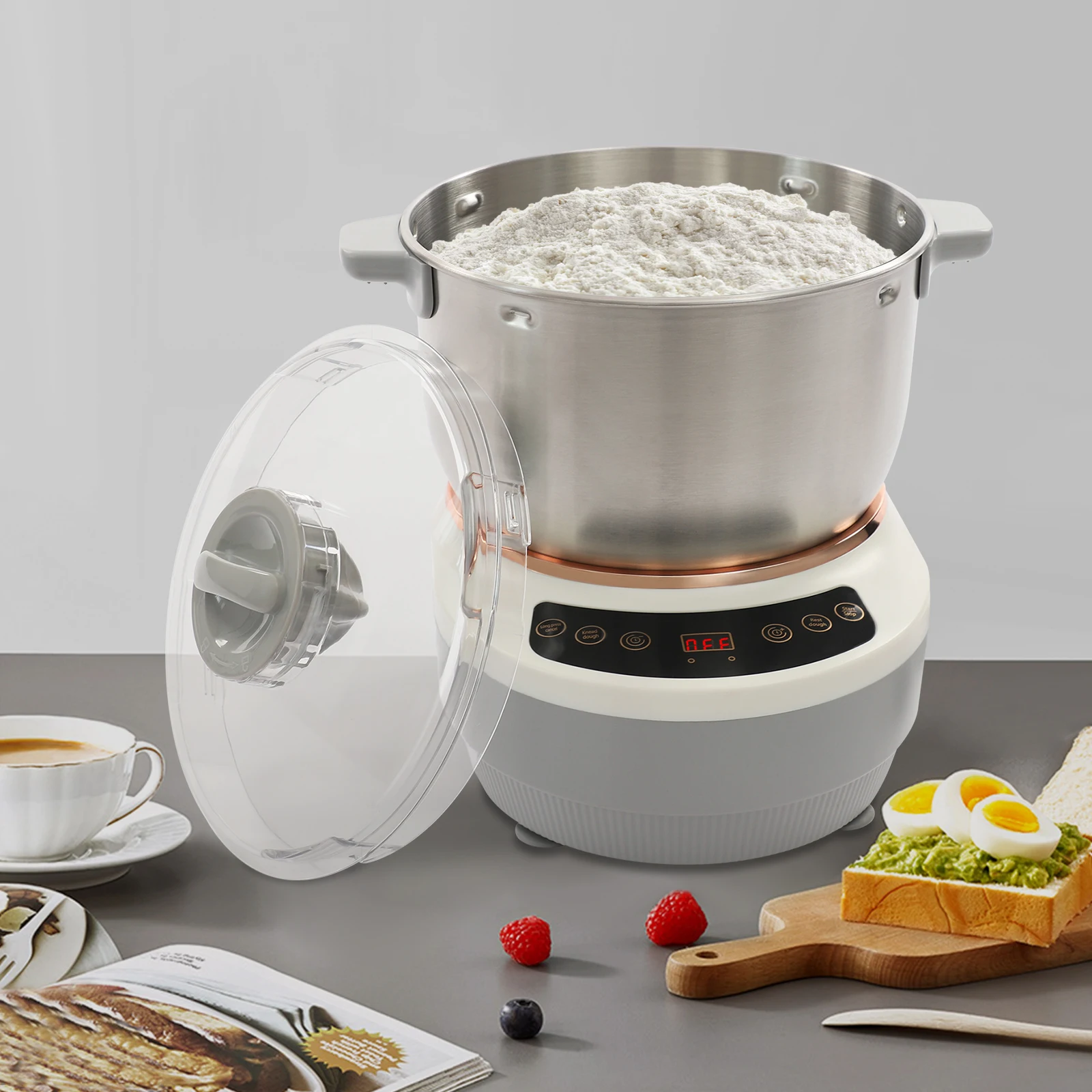 Mezclador de masa eléctrico de 7L, máquina amasadora, fermentación automática de harina, Mezclador de alimentos de acero inoxidable