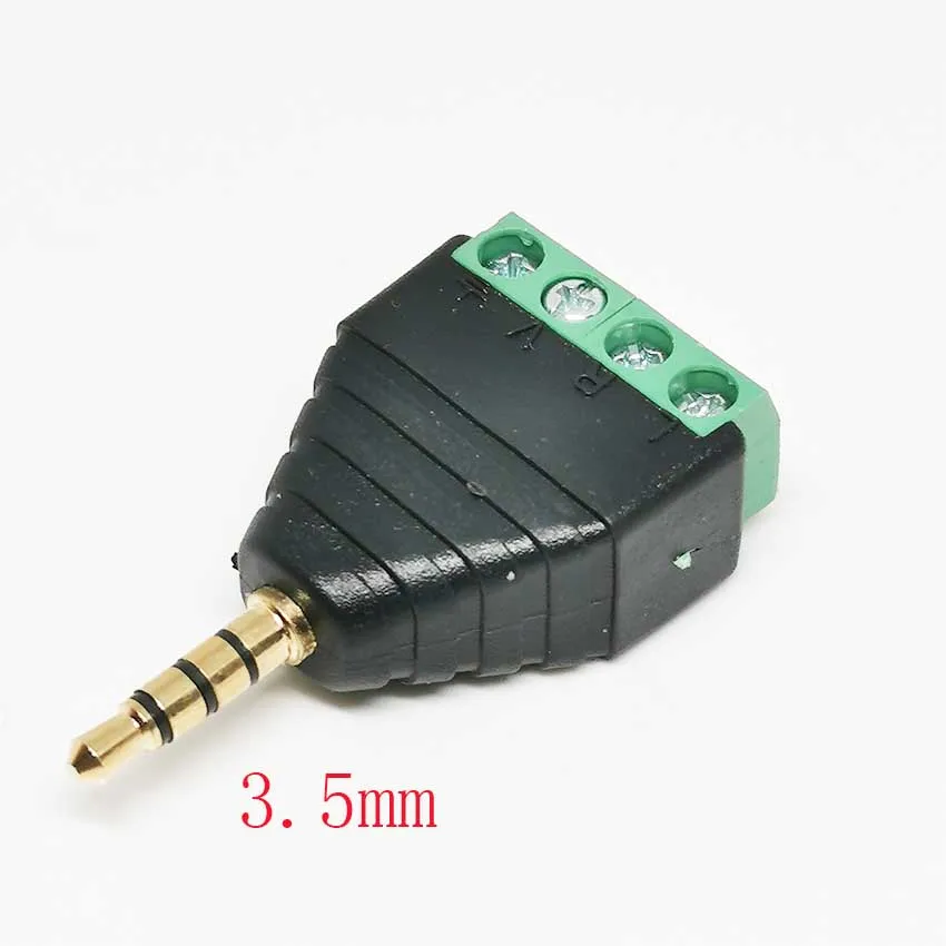 3.5mm 3 Pole 4 Pole male Connector Terminal 3pin 4pin Audio AUX earphone adapter To Headphone Jack Stereo Plug Solderless DIY