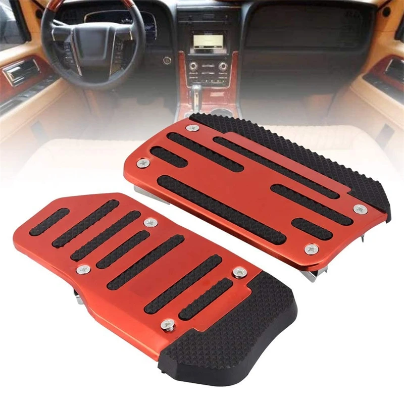 

1pair Universal Aluminum Automatic Transmission Car Foot Gas Pedal Cover Non-Slip Pedals Brake Pedal Red Blue Silver