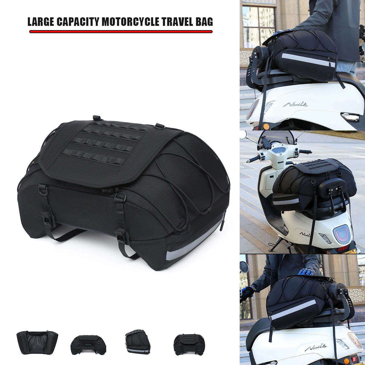 30L-38L Motorcycle Bag Can Be Extended Motor Tail Large Capacity Rear Seat Bag Universal Motorcycle Electric Bag Handbag
