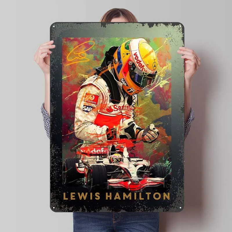 Lewis Hamilton Metal Poster F1 Sports Tinplate Sign Wand Deko Custom Metal Signs for Wall Art Decoration Gaming Room Decoration