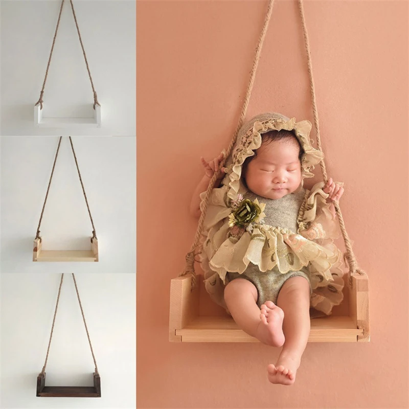 Newborn Photography Props Pictures Swing Seats with Beautiful Flower Vine Baby Photo Studio Shoot Photo Studio Equipment