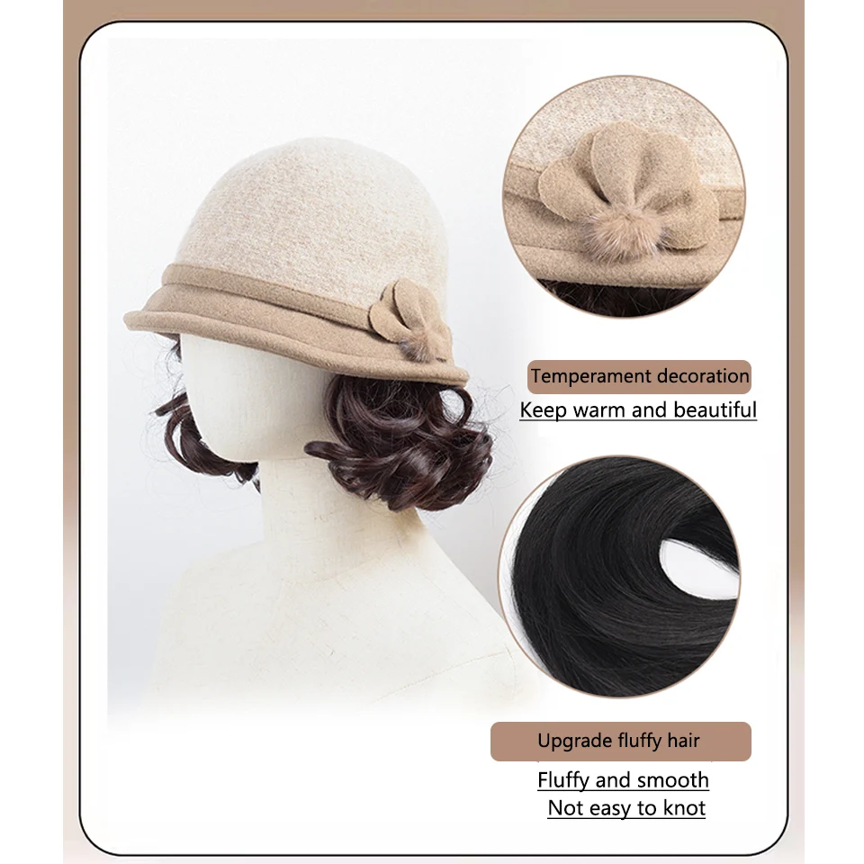 Autumn And Winter Hat Wig Fashion Thick Wool Fisherman's Hat Lazy Roll Foreign Style Aging Short Curly Hair Cove