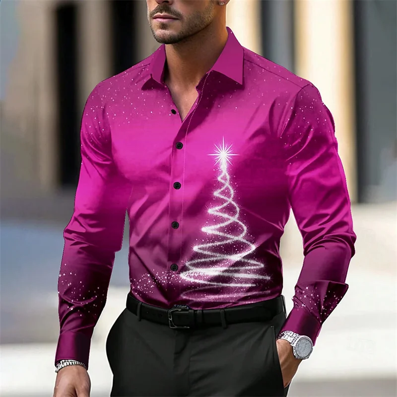 Camisa masculina de 2 estilo 16 cores camisa de manga comprida camisa gradiente single-breasted dia de Natal roupas facção XS-6XL size