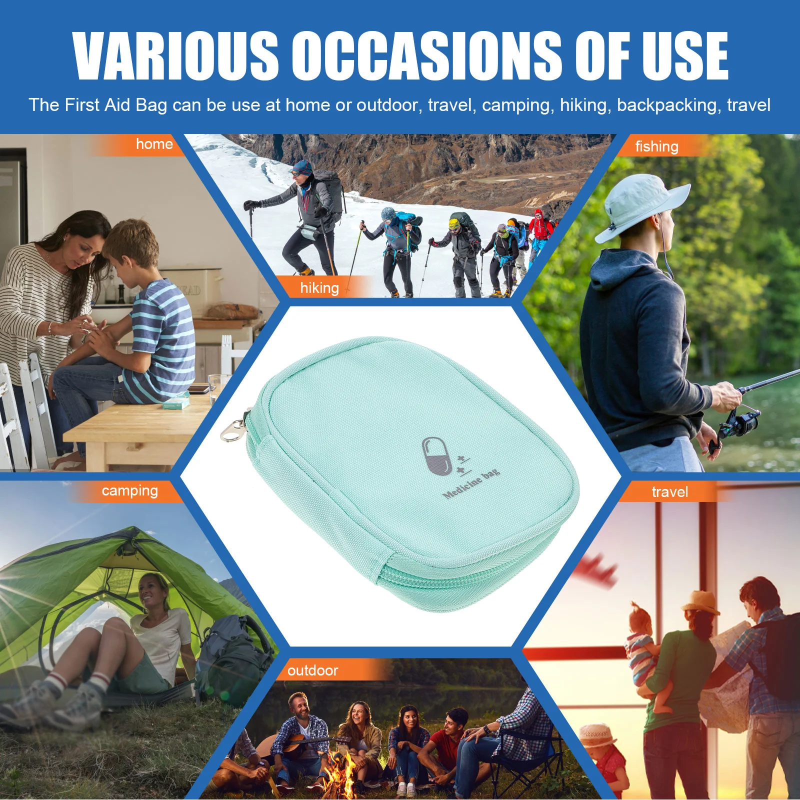 Mini Medicine Storage Bag Wear Resistant Portable First Aid Kit Outdoor Travel Hiking Medical Organizer Medicine Storage Bag