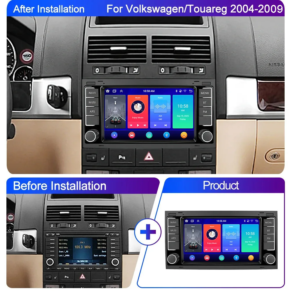 ICREATIVE Android 15 Car Radio For VW Touareg Transporter T5 2004-2011 WIFI BT Carplay Android Auto Multimedia Video Player 2din