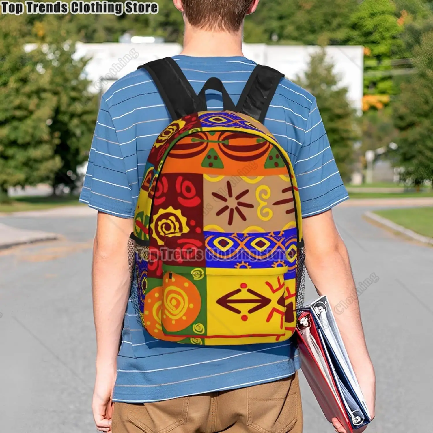 أنماط وطنية أفريقية طباعة حقيبة ظهر متعددة الاستخدامات للكبار للعمل المشي لمسافات طويلة حقيبة ظهر مقاومة للماء مقصورة الكمبيوتر المحمول