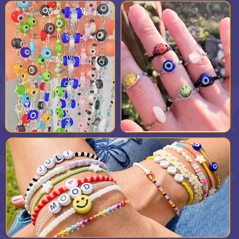 1930 قطعة الراتنج الملونة نمط عين الشر الخرز سوار صنع عدة الطين والأحرف الخرز لصنع المجوهرات DIY بها بنفسك اكسسوارات الحرف #6