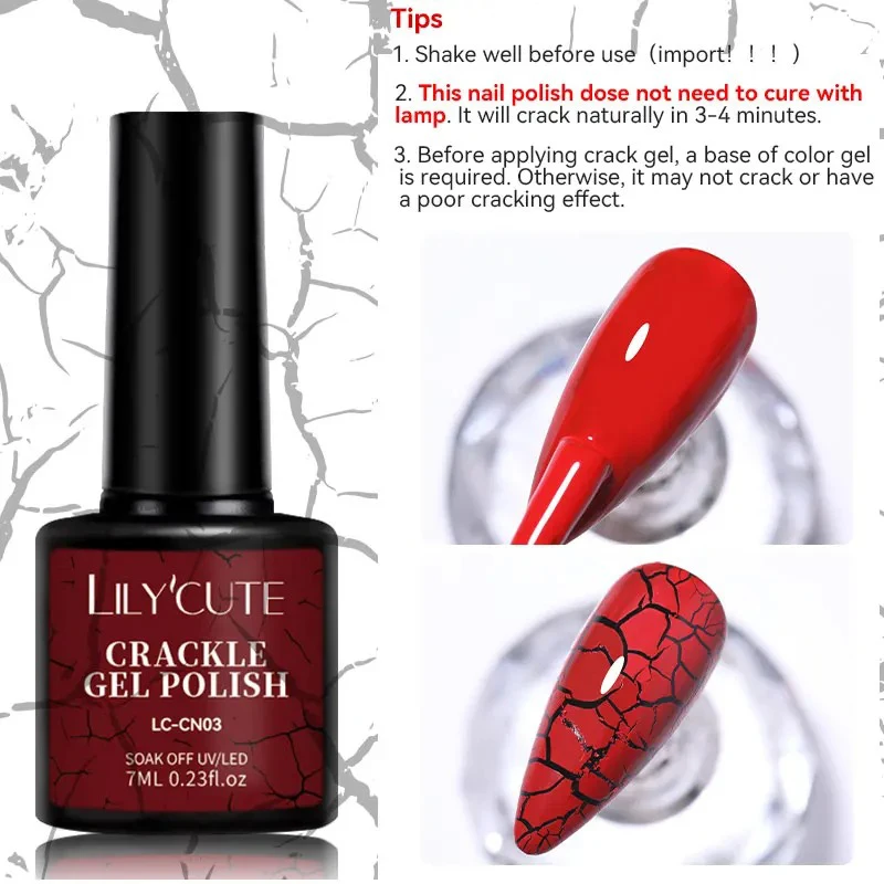 Weiß Schwarz Crackle Gel Nagellack Cracking Nail Gel Quick Dry Nail Art Lacke Hybrid Semi Permanent Soak Off Base Top Coat