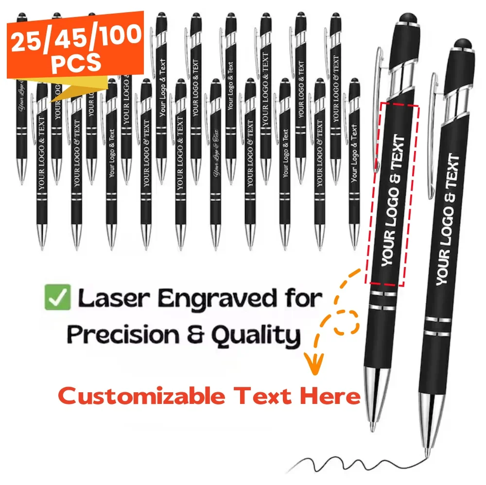 25/45/100PCS Custom Engraved Ballpoint Pens Personalized Business with Logo or Text Ideal Promotional Gifts for Touch Screen