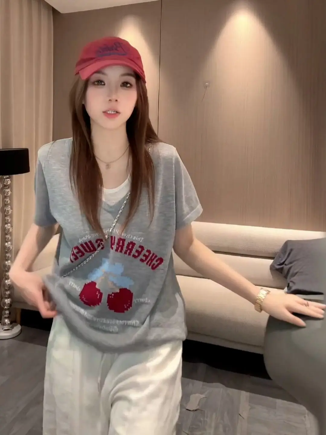 

Japanese Style Short Sleeve Color Block Top Women's Summer Design Sense Youthful Fake Two-Piece T-Shirt Casual Breathable