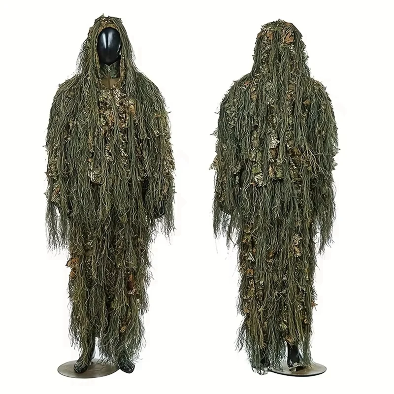 Adult Outdoor Ghillie Suit Hunting Cloth Woodland 3D Bionic Leaf Uniform Camouflage Suits Set Photography Clothes