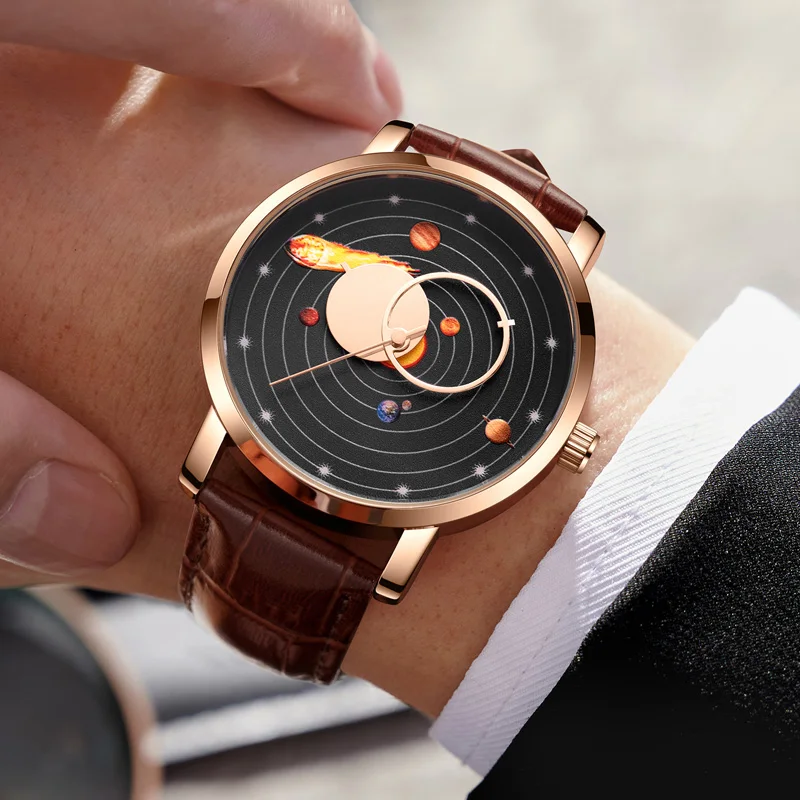 2023 orologi da uomo Fashion Milky Way Planet Creative Earth orologio da polso al quarzo orologio sportivo in pelle per uomo orologio Relogio