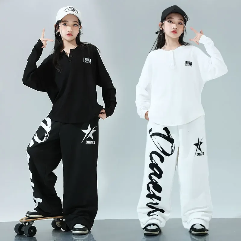 Chemise Graffiti de danse de rue pour garçons, pantalon déchiré, short Hip Hop, ensembles de vêtements pour enfants, pantalons en Denim Jazz, Costumes pour adolescents